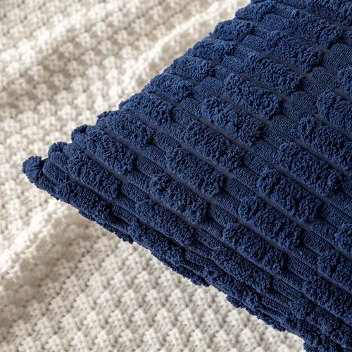 MIULEE Euro Sham Pillow Covers - Soft Boho Striped Design | 24x24 Inch Dark Blue for Modern Farmhouse Decor