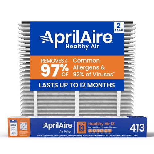 AprilAire 413 Replacement Filter - MERV 13 Allergy Protection for Whole House Purifiers | 16x25x4 (Pack of 2)