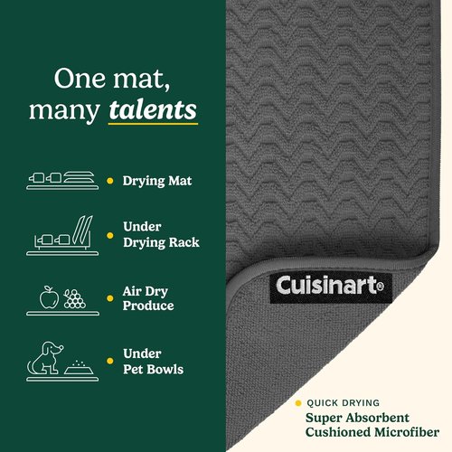 Cuisinart Ultra Absorbent Dish Drying Mats - 2 Pack 18" x 24" | Foldable, Machine Washable, Fast Drying