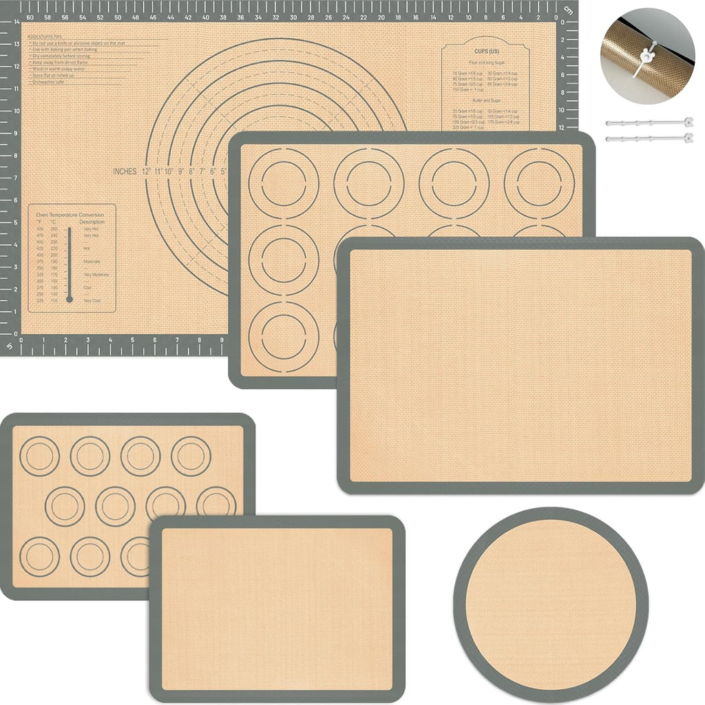 Skiennix Silicone Baking Mat Set - Nonstick Pastry & Pizza Mats | Reusable for Cookies & Macarons