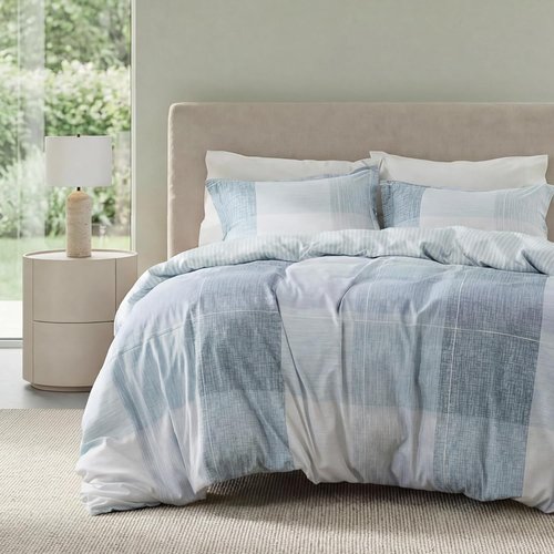 Bedsure Duvet Cover Set - Queen Size Gingham Reversible Buffalo Plaid | 3-Piece Blue Bedding with Zipper Closure & 8 Corner Ties
