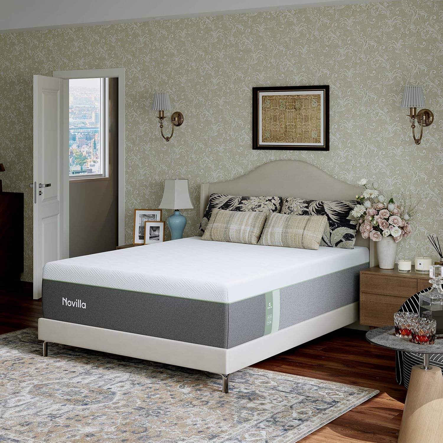 Novilla Bliss Green Tea Mattress - 12 Inch Gel Memory Foam Queen Size for Hot Sleepers | Cool Comfort & Back Pain Relief