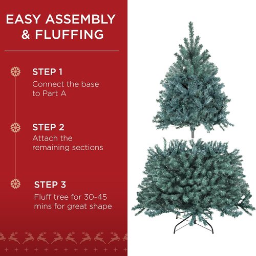 Best Choice Products 4.5ft Artificial Christmas Tree - Premium Unlit Realistic Spruce Holiday Décor | Dense Branches, Metal Base