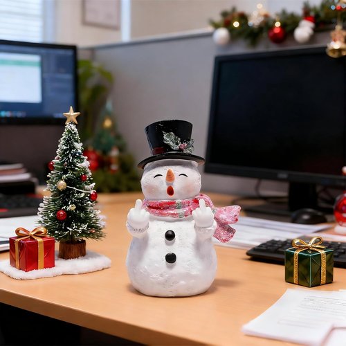 Hodao Snowman Figurine - Unique Indoor Holiday Decoration | Festive Ornament for Home & Office