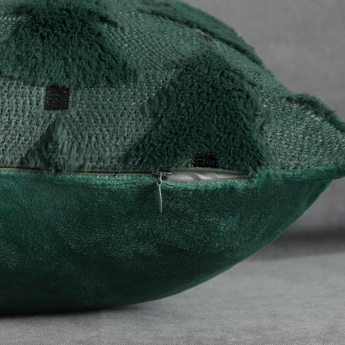 4TH Emotion Christmas Trees Decorative Pillow Covers 18x18 Set of 2, Green Soft Plush Faux Fur Farmhouse Throw Cushion Cases for Xmas Winter Holiday Home Decor