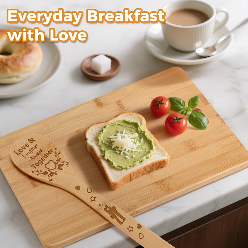 Recipe for a Happy Marriage Gift Set, Bamboo Cutting Board with Engraved Utensils, Unique Wedding, Engagement, Bridal Shower Gift for Couples, Him and Her, Mr and Mrs Newlywed Kitchen Set
