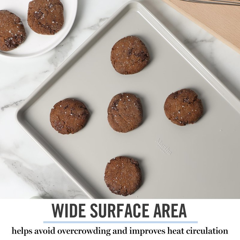 Martha Stewart Gallen 17 x 11 Inch Nonstick Carbon Steel Cookie Sheet – Cool Grey, Durable Bakeware for Even Baking and Easy Cleanup