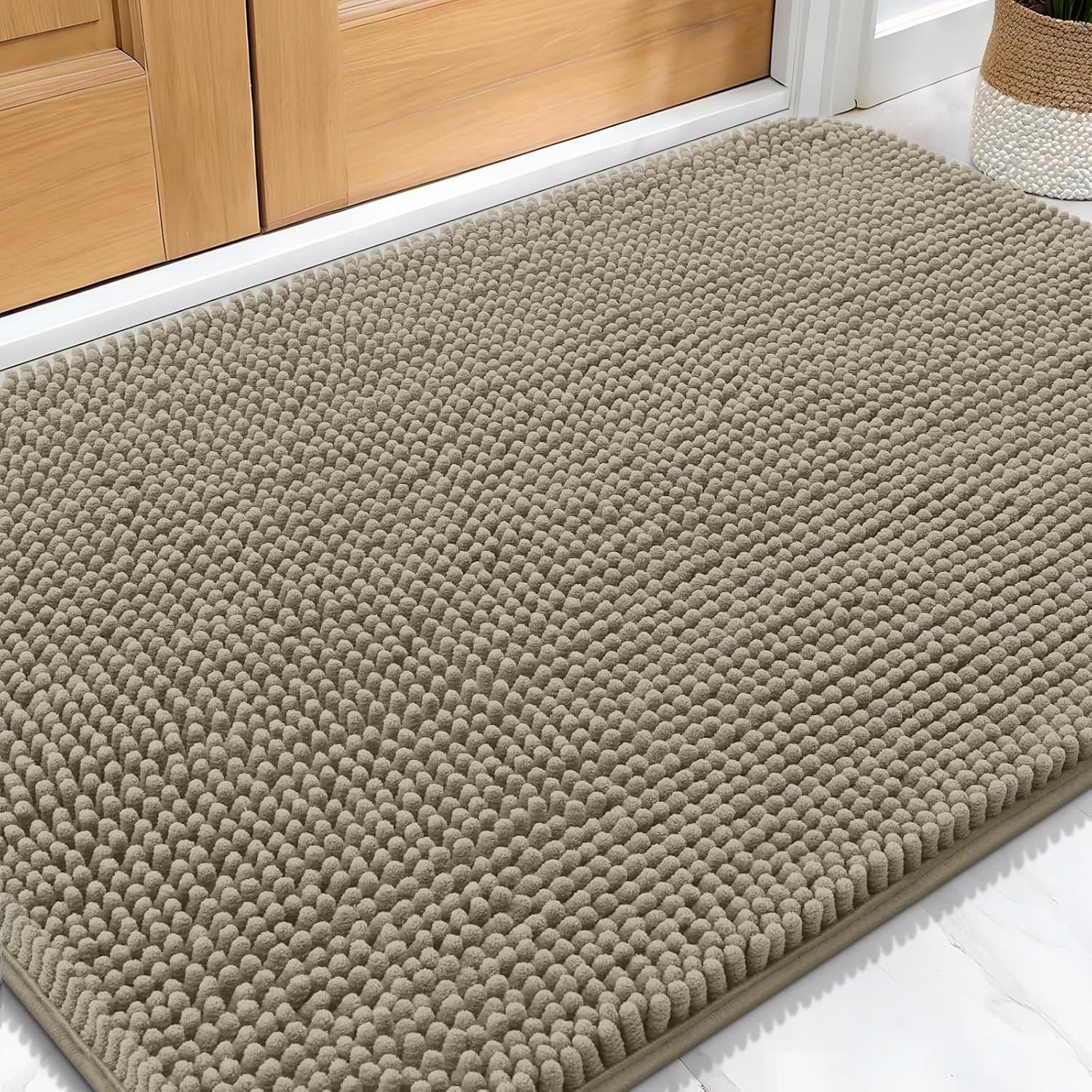 OLANLY Dog Door Mat - Absorbent Non-Slip Washable Doormat for Muddy Paws | 30x20, Warm Taupe