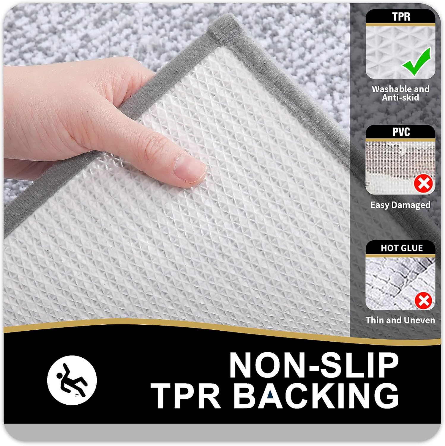 OLANLY Bathroom Rugs - Extra Soft Microfiber Bath Mat | Non-Slip, Quick Dry, 24x16 Inches, Grey