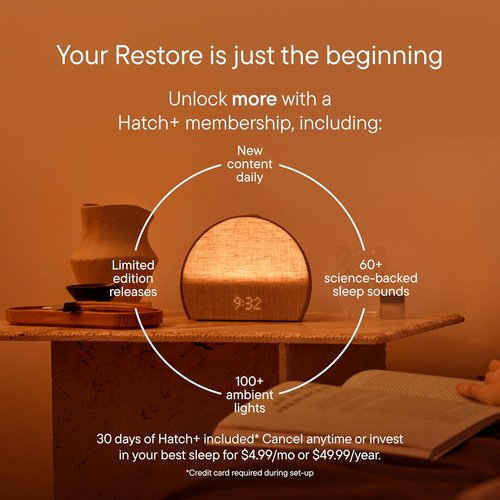 Hatch Restore 3 Sunrise Alarm Clock - Smart Light & Sound Machine for Screen-Free Sleep (Greige)