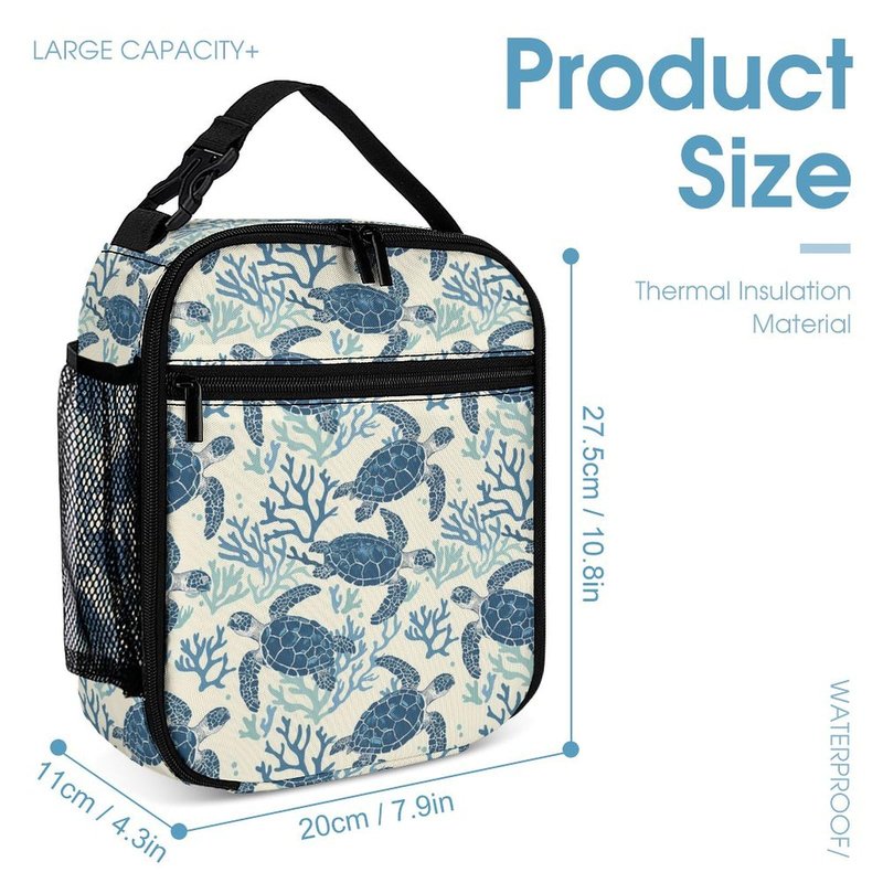 ZCJB-WSRY Sea Turtle Backpack with Lunch Box & Pencil Case, 16 Inch Cute Sea Turtle Themed Bookbag, Adjustable Lightweight Large Capacity, Colorful Backpack Set for Kids Girls Boys School