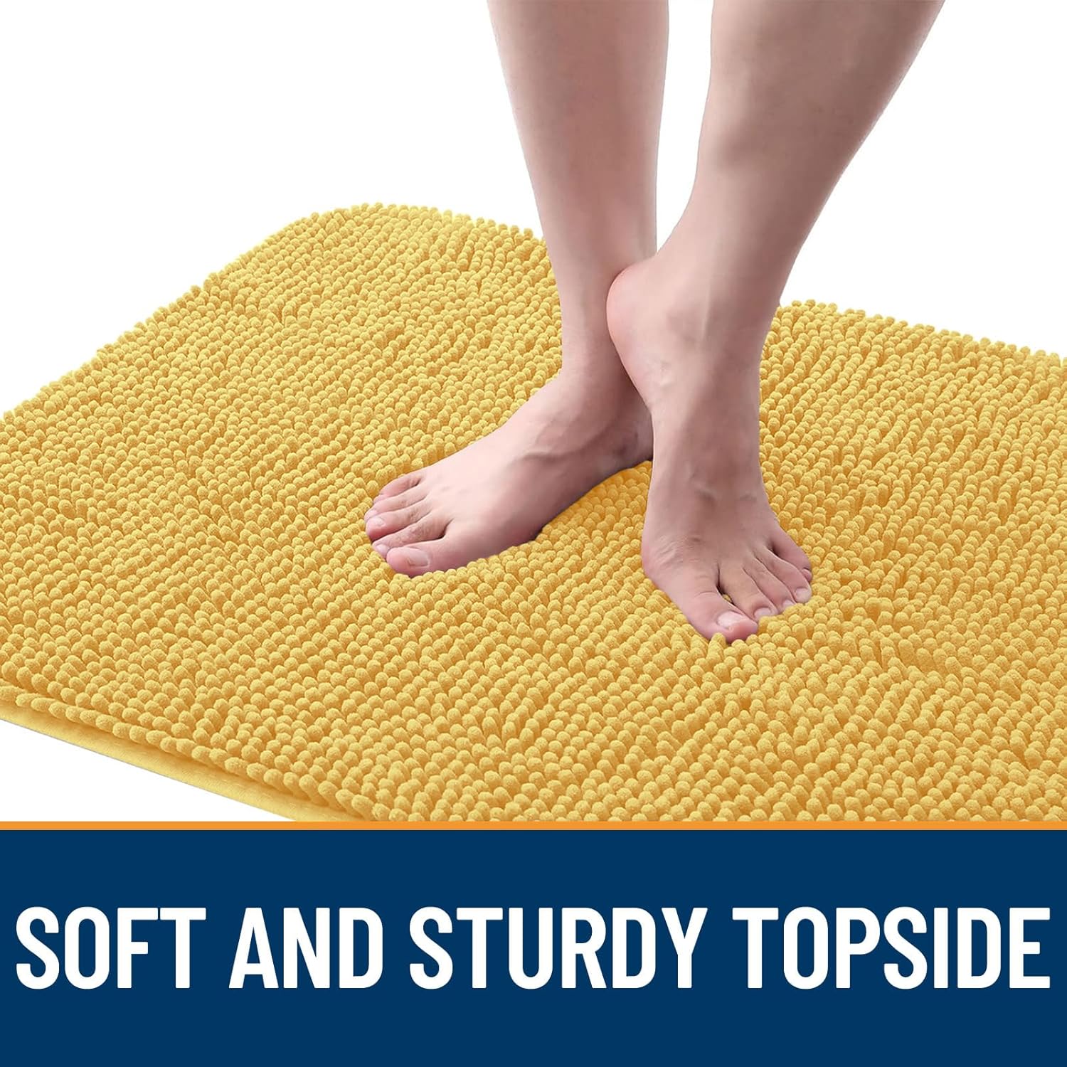 OLANLY Dog Door Mat - Absorbent Non-Slip Chenille Mat for Muddy Paws | 47x20 Inches, Quick Dry, Yellow