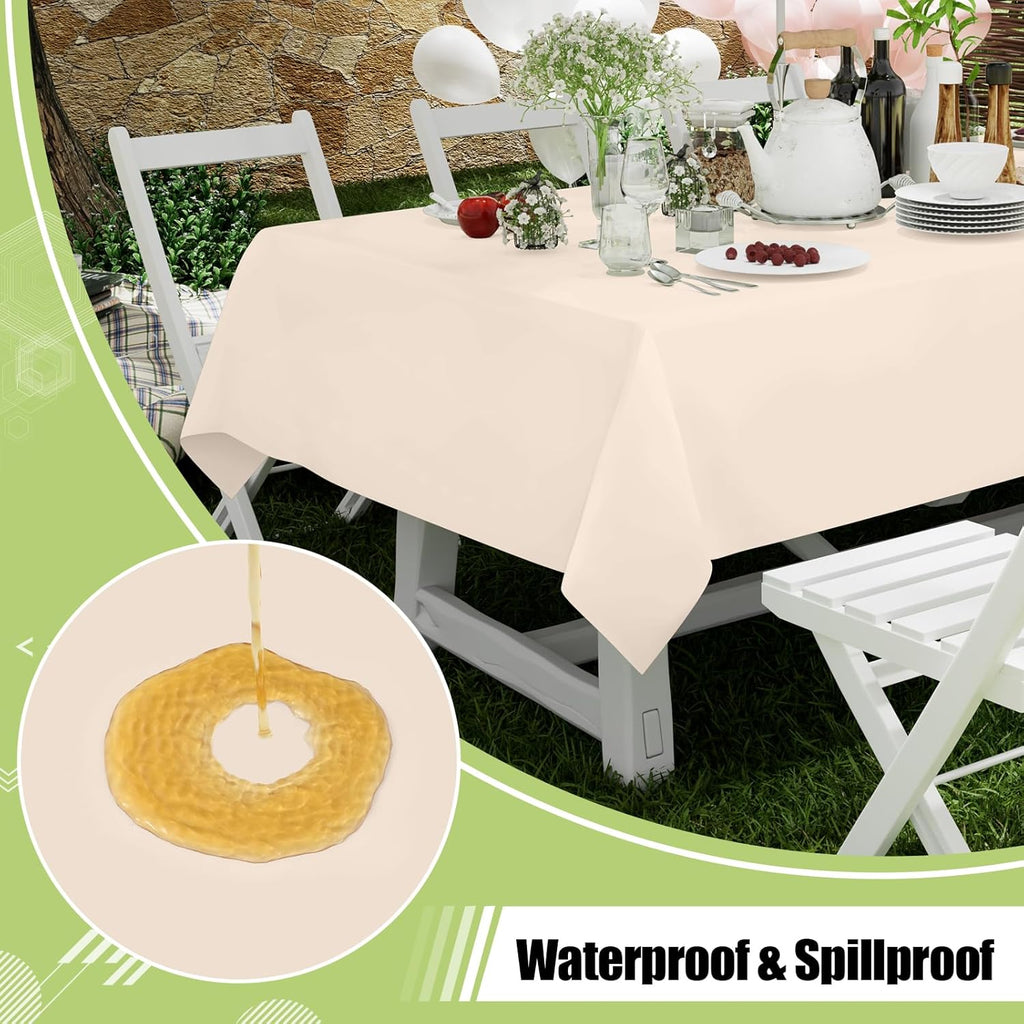 Smiry Disposable Table Cloth - Waterproof 54 x 108 Inch Rectangle Table Cover | Sturdy Ivory 6 Pack for Parties