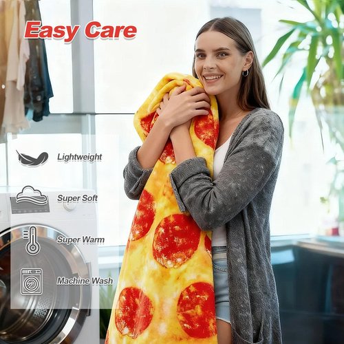 RAINBEAN Burrito Pizza Blankets Funny Gifts, Cute Food Wrap Blanket for Adults Kids, Soft and Fuzzy Throw Blankets for Christmas White Elephant (Burrito, 35Inch)