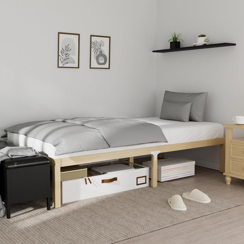 BambooSync 14 Inch Bamboo Bed Frame – Solid Wood Platform Bed Frame, Strong and Stable, with Non-Slip Slats for Support, No Box Spring Needed, Easy to Assemble, Noise-Free (Natural, Twin)