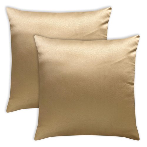 AVKA Studio Heavy Quality Satin Throw Pillow Covers - Dark Beige - Set of 2-16x16 Decorative Pillow Covers - with Lining and Zipper Closure - Faux Silk Luxury Toss Pillows for Couch Sofa - No Insert