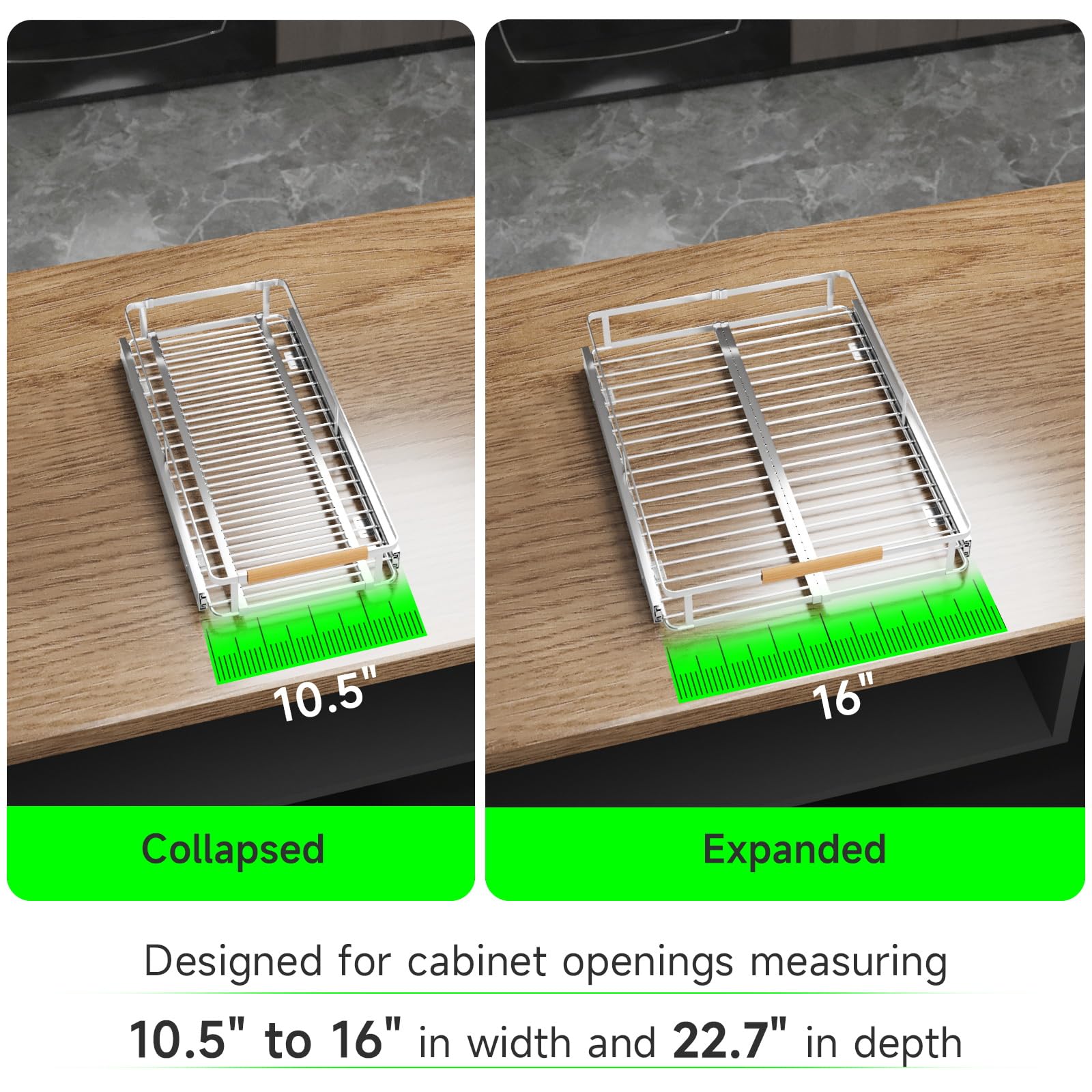 SOFRON Expandable Pull Out Drawers for Cabinets, Kitchen Cabinet Slide Out Shelves, Adjustable Roll Out Drawers, Small 1 Pack