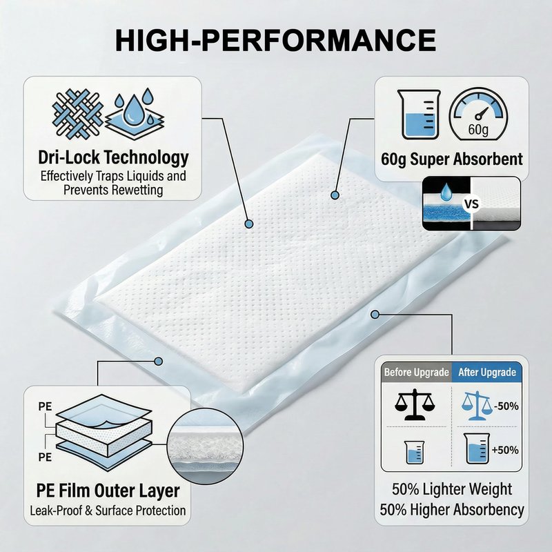 RIKICACA Meat Absorbent Pads Dri Lock 60 Grams 3.54 x 5.11-Inch White Meat Absorbant Soaking Pads for Kitchen and Shop (100Pcs, 0.35lb)