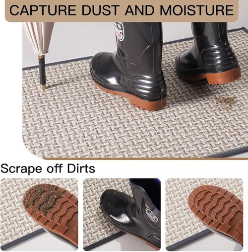 Door Mat - 17"x30" Indoor Entrance Mat | Dirt Resistant, Non-Slip Rubber Backing, Washable Gray