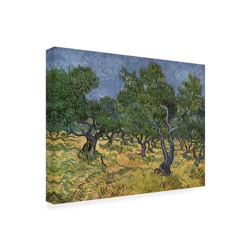 Wrapped Canvas Wall Art - Vincent Van Gogh 'Olive Orchard Midjune' Wall Art for Living Room, Bedroom, or Office Décor - 24x32
