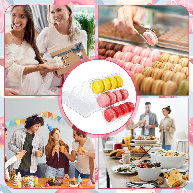 Sherr 24 Pcs Macaron Boxes Clear Plastic Macaron Storage Containers Macaroon Packaging Display Trays for Cookie, Wedding, Party Gifts