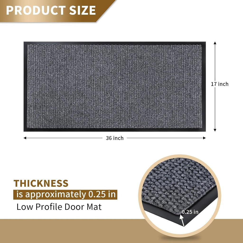 Yimobra Outdoor Indoor Doormat - 100% Waterproof, Stain & Fade Resistant | 36 x 17 Inches, Gray & White