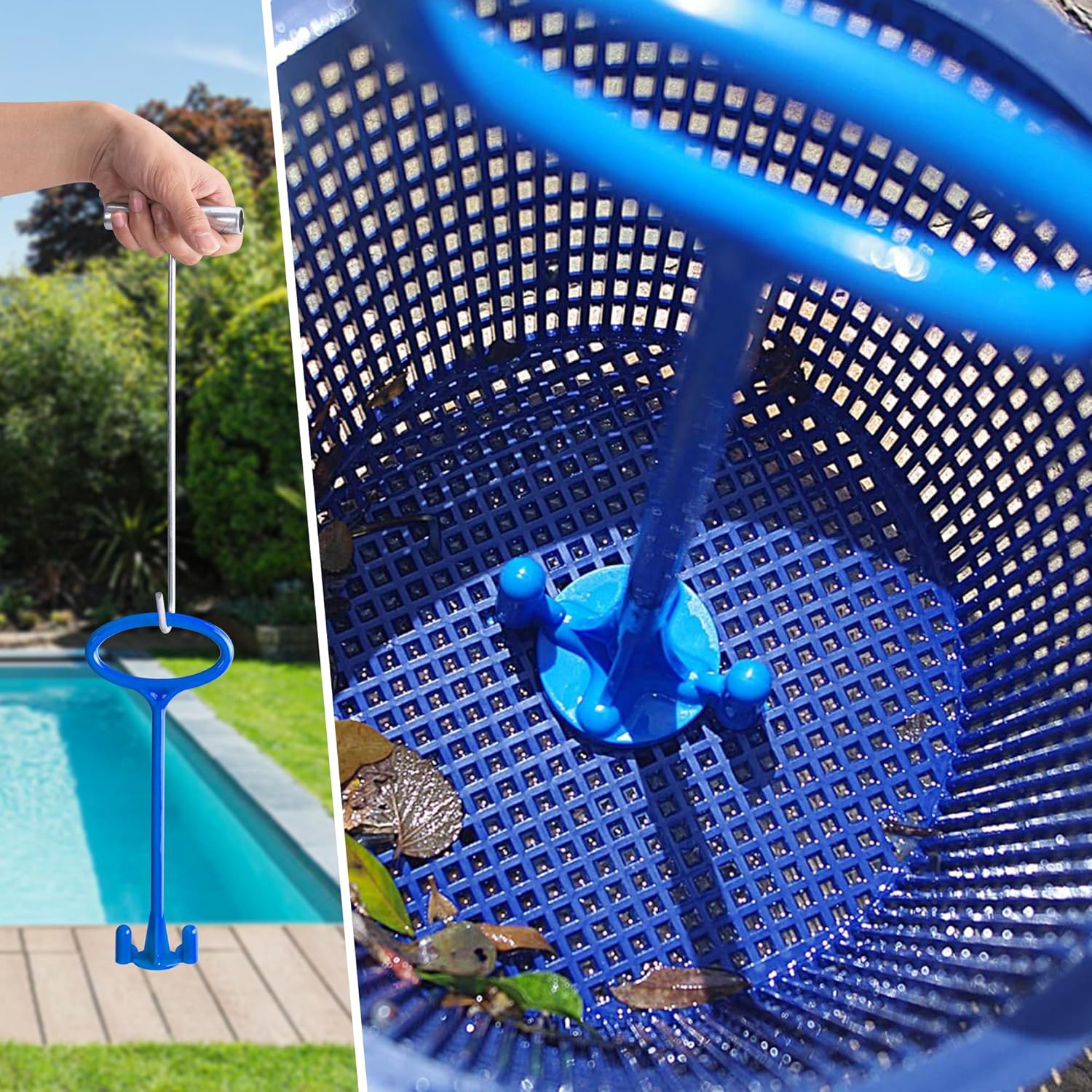RunNico Pool Skimmer Basket Handle - Universal Tool for Easy Debris Removal | Keep Hands Clean