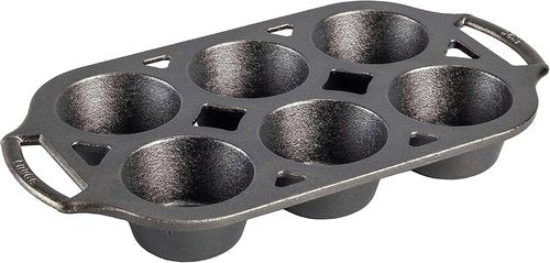 Lodge Cast Iron Muffin Pan - Durable Non-Stick Bakeware for Perfectly Baked Muffins | 6-Cup Capacity
