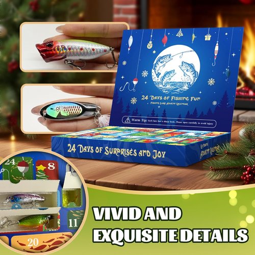Fishing Advent Calendar 2026 - 24-Day Countdown Fishing Lure Tackle Kit for Men | Perfect Christmas Gift for Dad or Boyfriend
