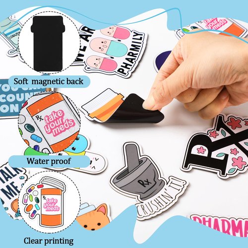 Flutesan 36 Pcs Pharmacy Gifts Magnets Pharmacy Technician Gifts Christmas Pharmacist Nurse Tech Appreciation Funny Medical Accessories Supply for Doctors Nurses Week Fridge Refrigerator Whiteboard