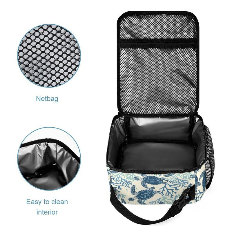 ZCJB-WSRY Sea Turtle Backpack with Lunch Box & Pencil Case, 16 Inch Cute Sea Turtle Themed Bookbag, Adjustable Lightweight Large Capacity, Colorful Backpack Set for Kids Girls Boys School