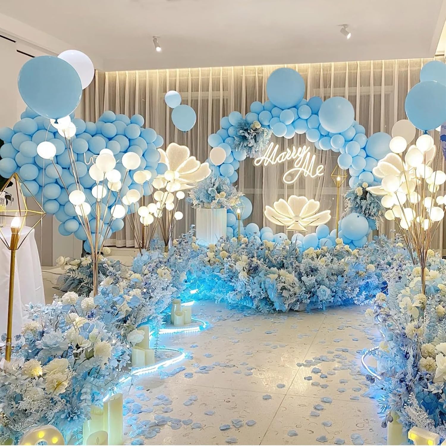 Pastel Blue Latex Balloons - 100 Pack 12 Inch Round Helium Balloons for Baby Showers & Birthday Parties