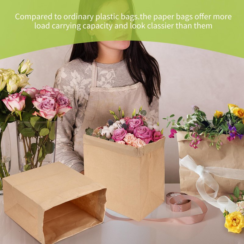 MATUFF 16 Lb Heavy Duty Kraft Paper Bags 60 Pcs Bulk, 9.8x5.5x13 Inch - Natural Brown Grocery Bags for Large Snacks, Takeout, Bakery, Restaurant | Sandwich & Lunch bags for Household, Shopping