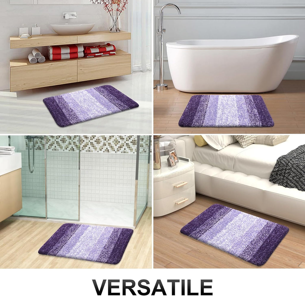 OLANLY Bathroom Runner Rug - Extra Soft Microfiber Mat 47x24 | Quick Dry, Washable, Rubber Backing, Violet