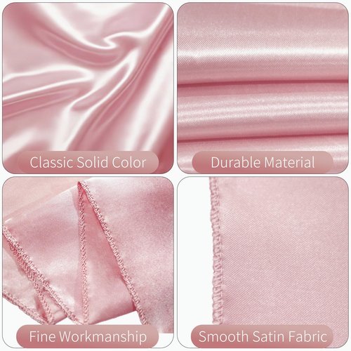 12 Pack Satin Polyester Tablecloth Rectangle Table Cloth Bright Silk Smooth Fabric Tablecloth for Wedding Banquet Event Birthday Party Anniversary Engagement Fall Tea Table Décor(57"x108",Rose Gold)