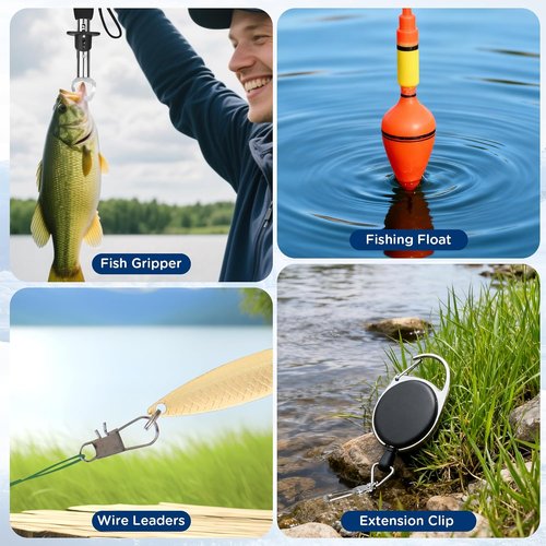 Fishing Advent Calendar 2025 - 24-Day Countdown with Telescopic Landing Net & Fish Gripper for Men