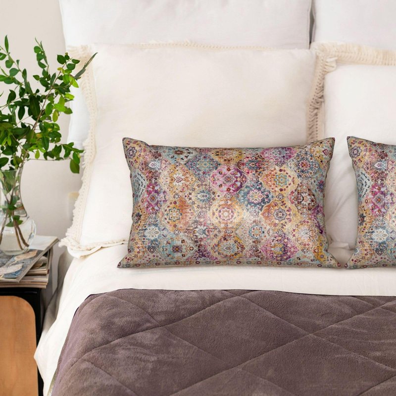 Silk Like Pillowcase for Hair and Skin Orange Antique Ethnic 1 Pack Satin Pillowcase with Hidden Zipper Soft Breathable Smooth Cooling Pillow Cover King Size for Bedroom Sofa 20”x36”