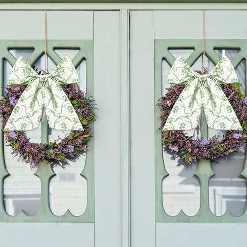 JarThenaAMCS Floral Wreath Sash - Spring Green Ribbon Bow Accessories for Home Decor | 55.1 x 5.1 Inch