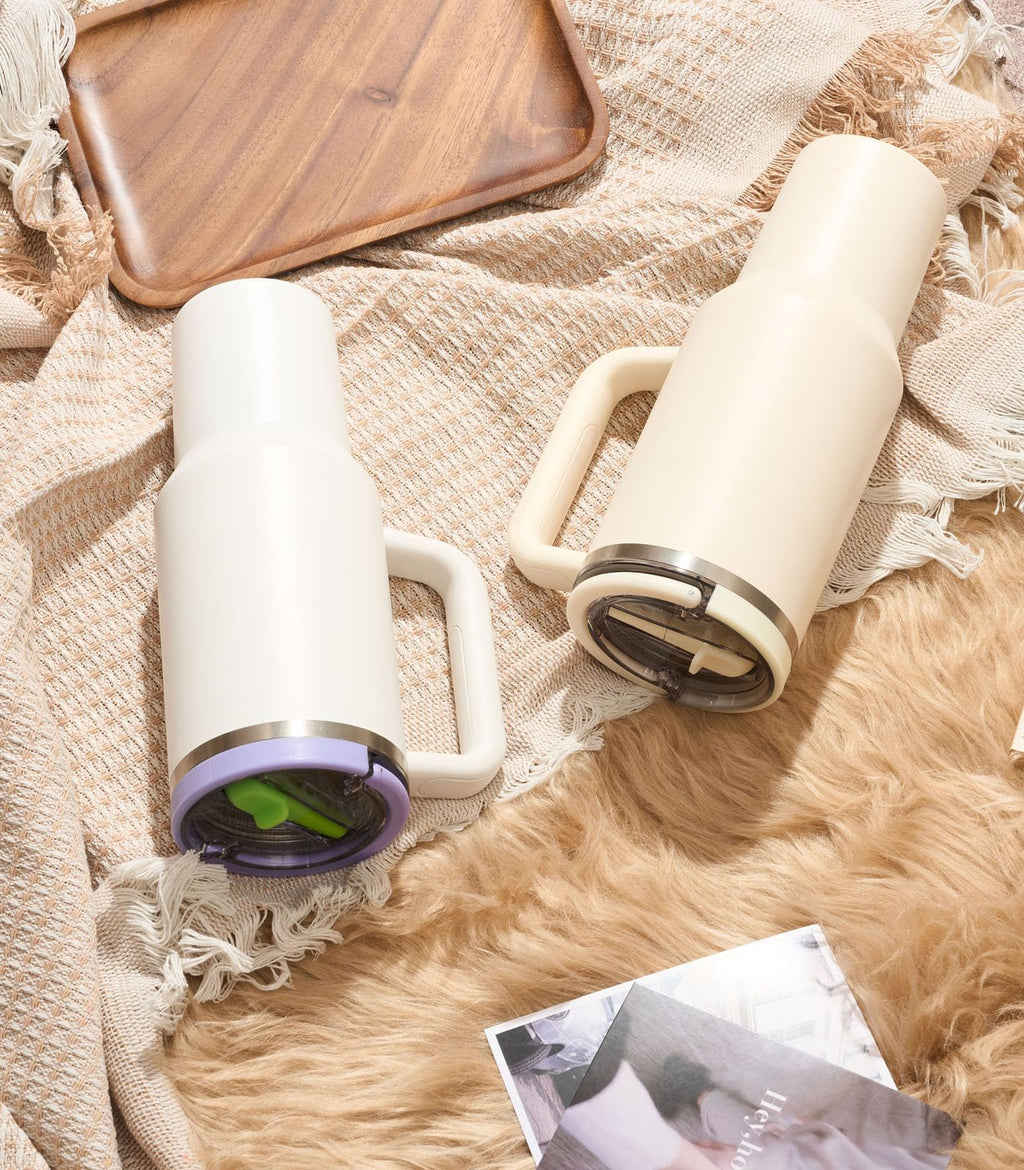 2 Pack 40 oz Tumbler Flip Straw Lid Replacement Fit for Stanley Quencher, Leak Proof Lid Replacement Spill Proof Reusable for Stanley Tumbler 40oz Accessories Include Lid Brush, Straw Brush