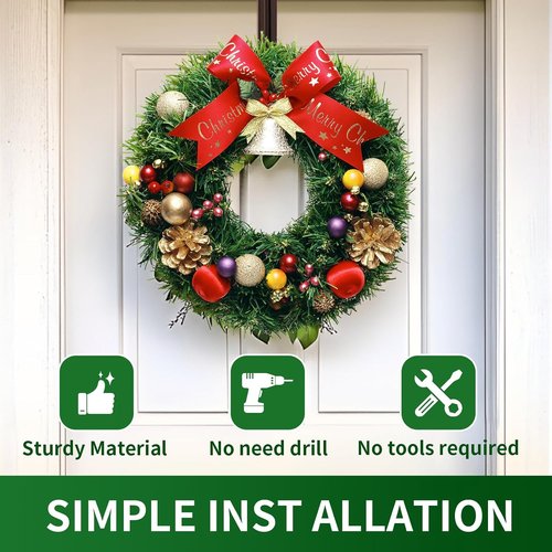 Adjustable Metal Wreath Hanger by [Brand Name] - 12-20 Inch Over The Door Hook for Indoor/Outdoor Use | Holds Up to 20 lbs