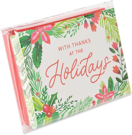 American Greetings Blank Christmas Thank You Cards - Holly Design | 25 Envelopes Included