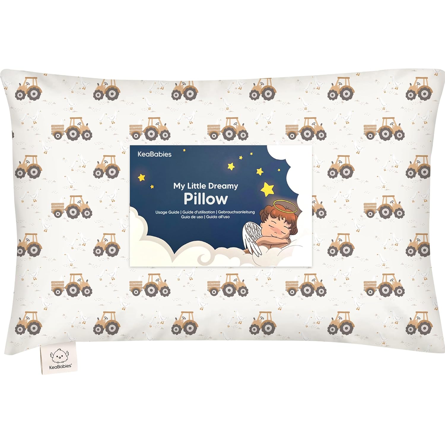 My Little Dreamy Toddler Pillow - Organic Cotton Travel Pillow with Soft Pillowcase | 13x18, Machine Washable, Ideal for Ages 2-5 (Tractor)