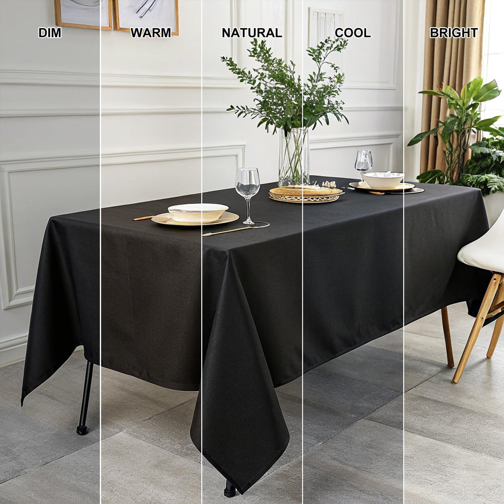 Smiry Rectangle Table Cloth, Waterproof Anti-Scratch Polyester Tablecloth, Decorative Washable Fabric Table Cover for Dining, Buffet, Parties and Outdoor, 52x70, Black