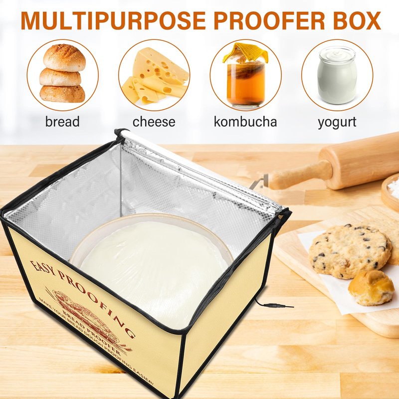 New Upgraded Bread Proofing Box, Windspeed Dough Proofing Box Temperature Control and Timer Controller Dough Proofer with Heater for Bread, Pizza and Yoghurt Making