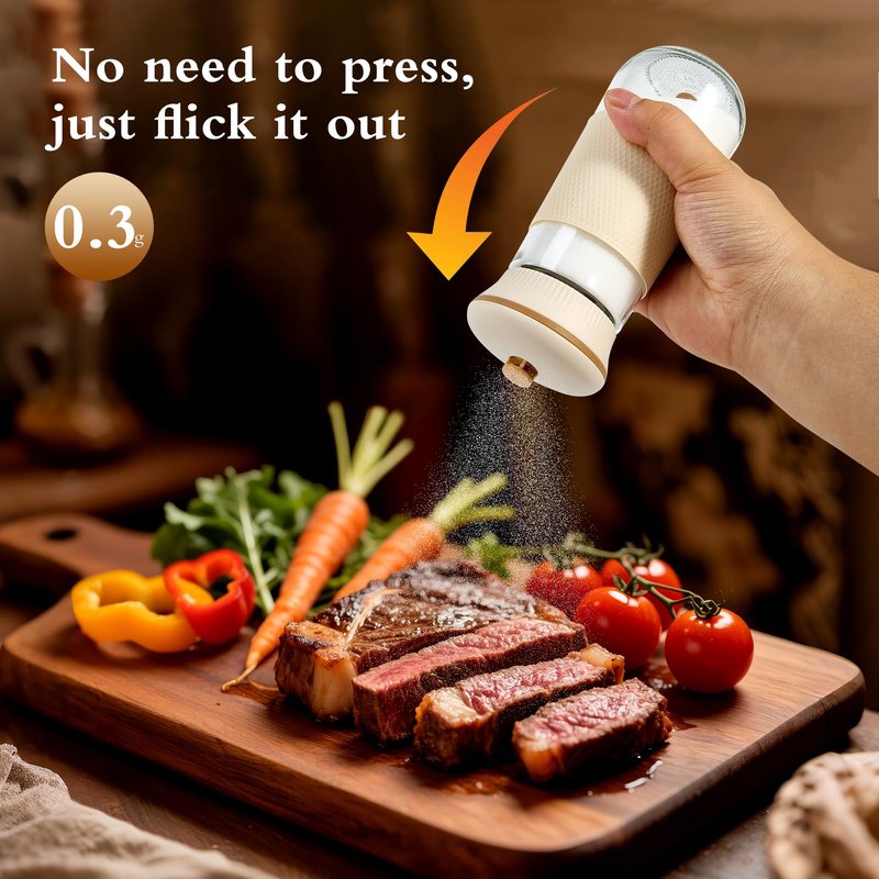 LAKUMIQI 2-in-1 Salt Shaker, Glass Salt and Pepper Shakers Set with 1g Measuring Spoon, 2PCS Salt Pepper Containers Farmhouse Cute Salt Shakers for Kitchen, Easy Filling