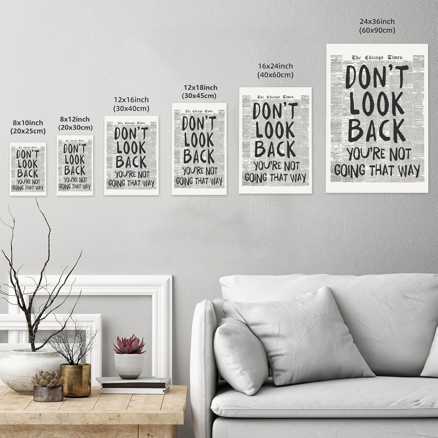 Vintage Newspaper Wall Art - Motivational Quote Poster | Black and White Inspirational Canvas Print 8x12" Unframed