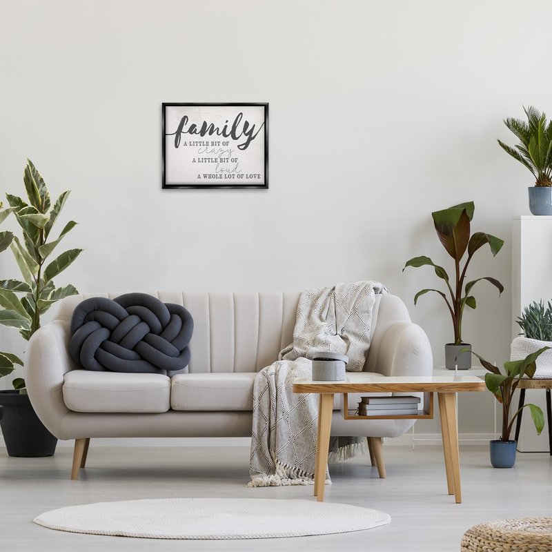 Stupell Industries 'Family Crazy Loud Love Design', Floating Frame Canvas Art, Black, 21 x 17 Inches, Easy to Hang and Sturdy, Made in USA, by Lil' Rue