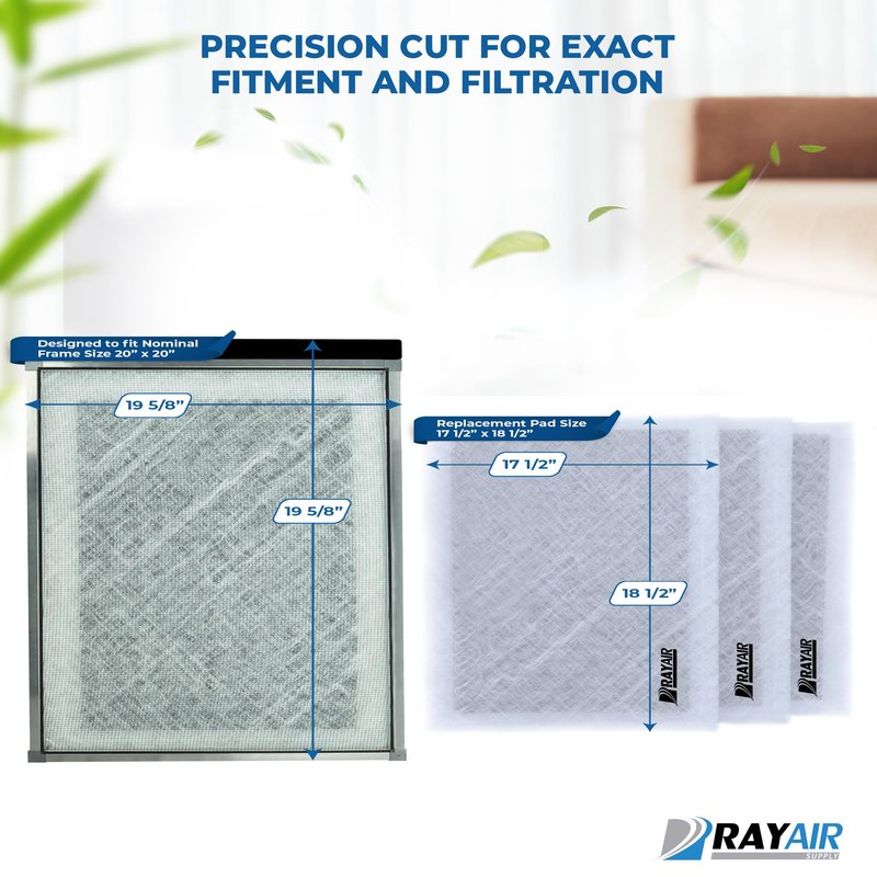 RayAir Supply 20x20 Replacement Filter Pads Compatible with Dynamic Air Cleaner 20X20 Refill (3 Pack) White