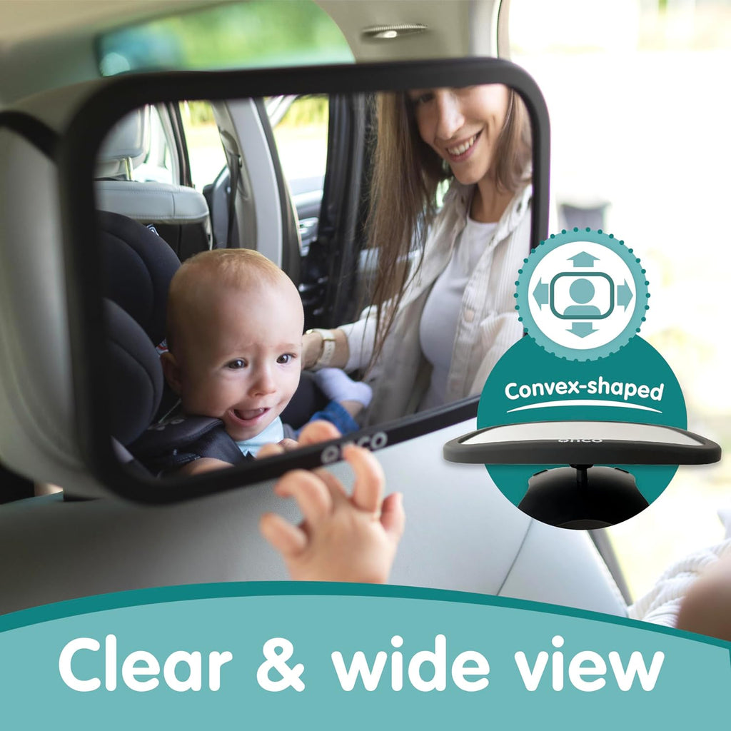 Onco Baby Car Mirror - 100% Shatterproof & Shakeproof Rear Facing 360° Rotating Convex Mirror (2 Pack)