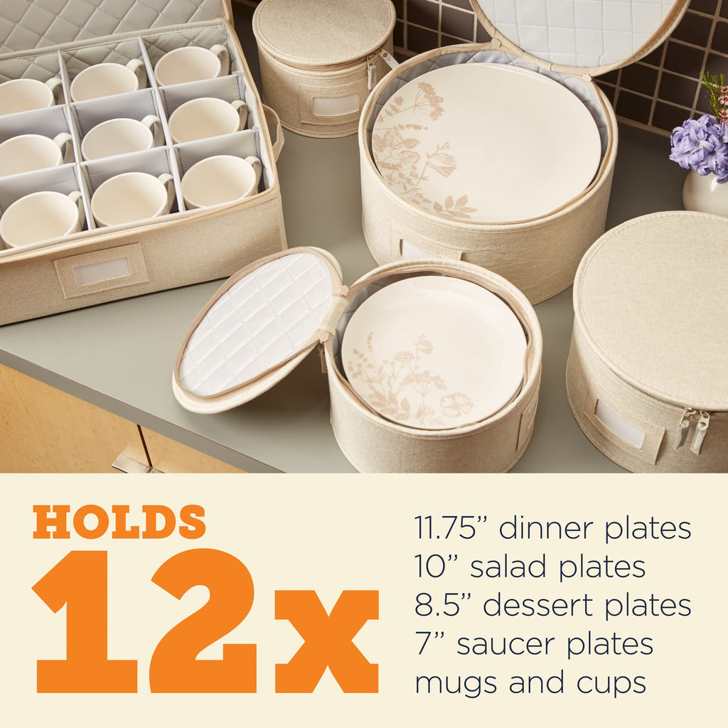 storageLAB China Storage Containers, Containers for Organizing, Hard Shell Case, Felt Plate Dividers, Moving Supplies, Storage Box, Wine, Dishes, Glasses Storage, Charger Plates Storage Containers